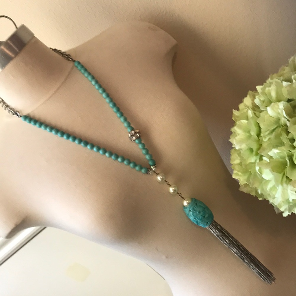 Pearl & Turquoise & Crystal necklace 👸